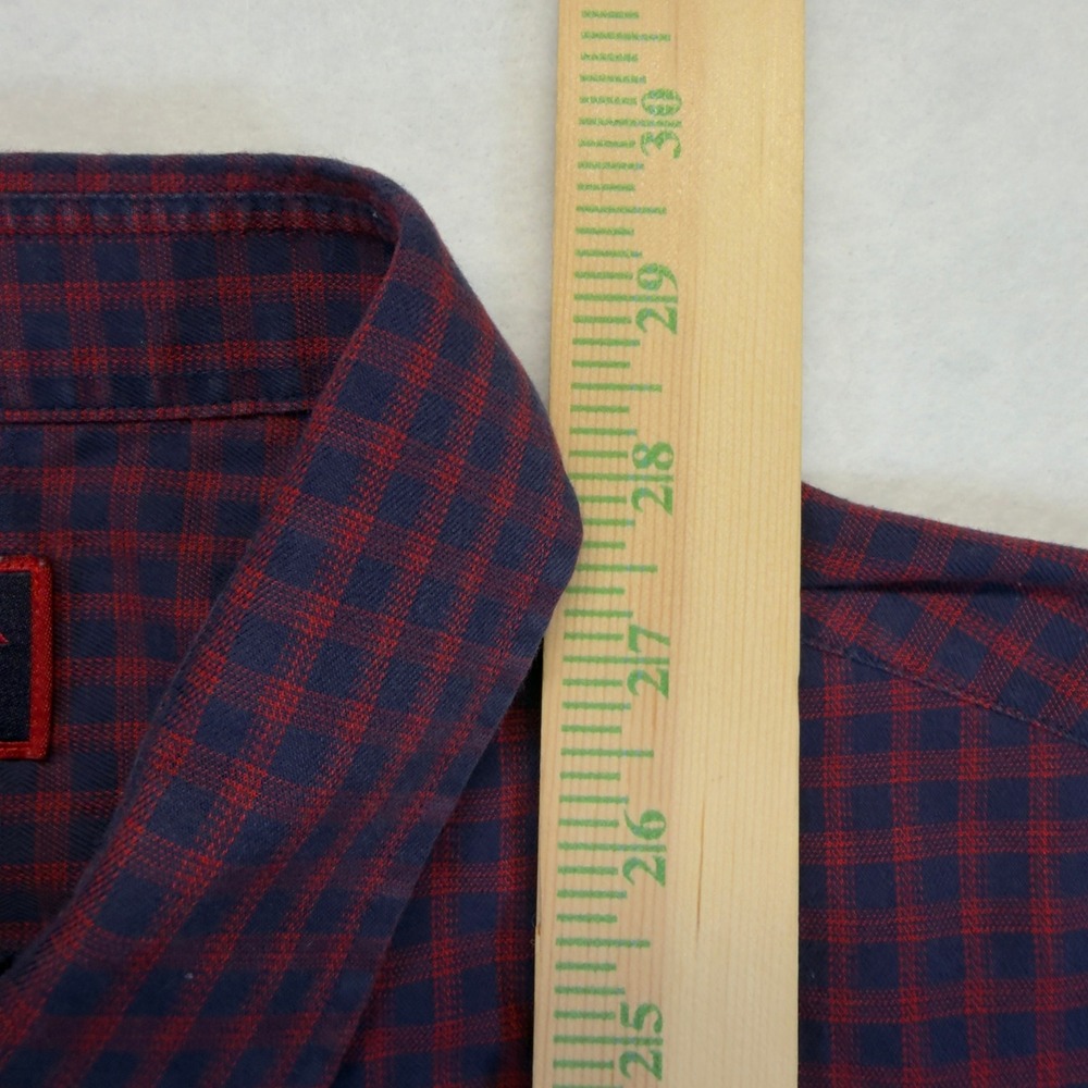 UNTUCKit Button Down Shirt Mens L Slim Fit Plaid Cotton Long Sleeve Navy Red - Picture 6 of 7